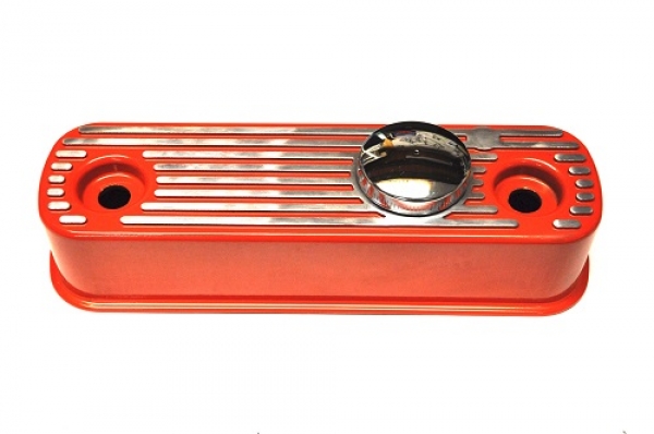 RED ALLOY ROCKER COVER WITH CHROME CAP